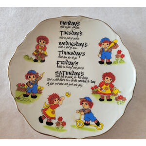 Vtg 1974‎ Albert Price Collectible Plate Raggedy Ann Andy Days of the Week